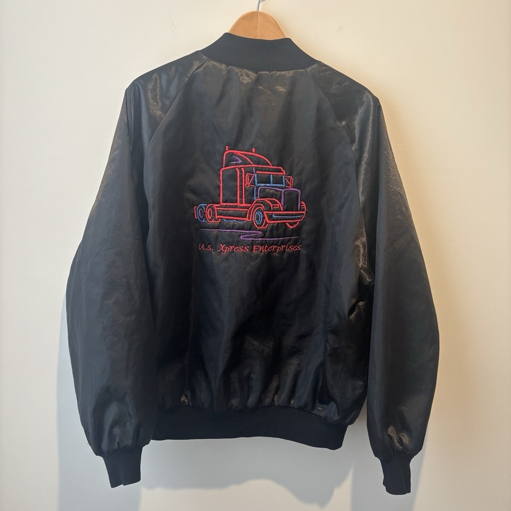 U.S XPRESS  Enterprises Trucking Jacket MADE IN USA Men's XL *FLAW* Button Snap